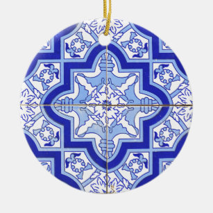 Portugees Tile Blue en White Keramisch Ornament