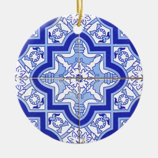 Portugees Tile Blue en White Keramisch Ornament (Voorkant)