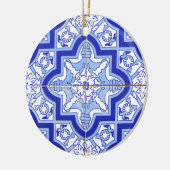 Portugees Tile Blue en White Keramisch Ornament (Links)