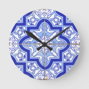 Portugees Tile Blue en White Ronde Klok
