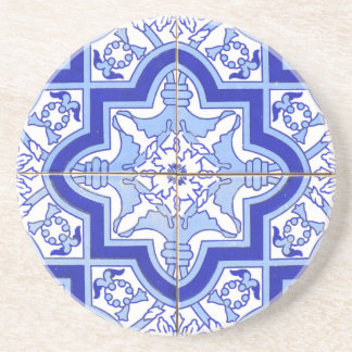 Portugees Tile Blue en White Zandsteen Onderzetter