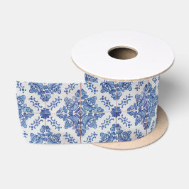 Portugees Tile Satin Ribbon, 2 Yard Spool Satijnen Lint