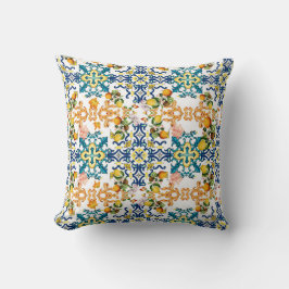 Portugees tiles kiwi en citroenpatroon kussen