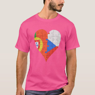 Portugees Tsjechisch Vlag Hart T-shirt