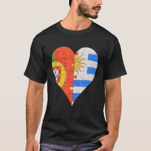 Portugees Uraguyan Vlag Hart T-shirt