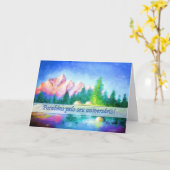 Portugees Verjaardag Roze Mountain Blue Sky Kaart (Gele Bloem)