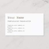 Portugees Visitekaartje vertaler of tolk (Achterkant)