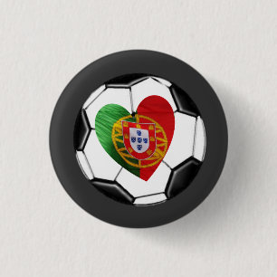 Portugees: vlag en hart van de speld ronde button 3,2 cm