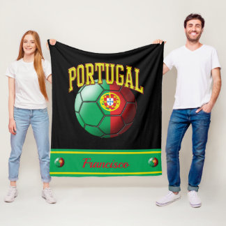 Portugees Vlag Voetbal | Naam Fleece Deken