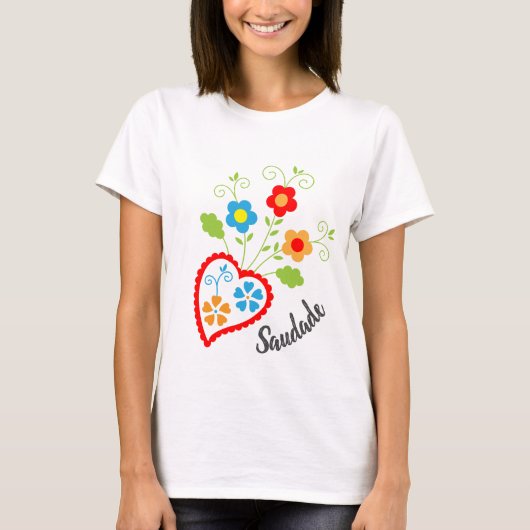 Portugees volkshart met saudade-woord t-shirt (Voorkant)