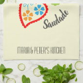 Portugees volkshart met saudade-woord theedoek (Gevouwen)