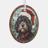 Portugees Water Dog Glas in lood Kerstmis Glas Ornament (Voorkant Rechts)