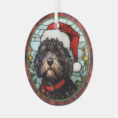 Portugees Water Dog Glas in lood Kerstmis Glas Ornament (Voorkant links)