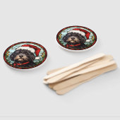 Portugees Water Dog Glas in lood Kerstmis Handwaaier (Niet-gemonteerd)