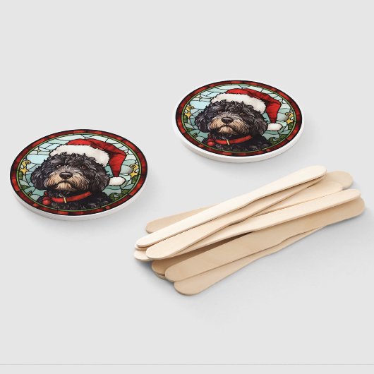 Portugees Water Dog Glas in lood Kerstmis Handwaaier (Niet-gemonteerd)