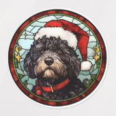 Portugees Water Dog Glas in lood Kerstmis Labels (Design 1)