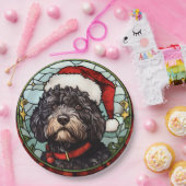 Portugees Water Dog Glas in lood Kerstmis Papieren Bordje (Feest)