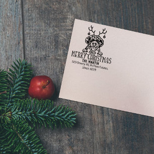 Portugees Water Dog Kerstmis retour adres Rubberstempel