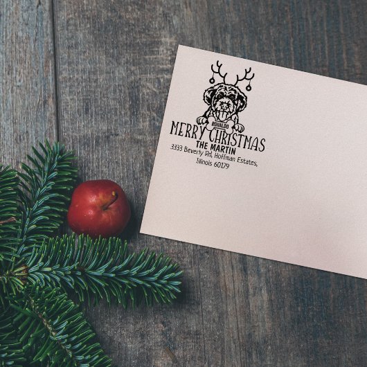 Portugees Water Dog Kerstmis retour adres Rubberstempel