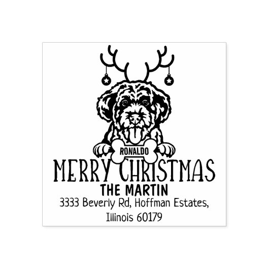 Portugees Water Dog Kerstmis retour adres Rubberstempel (Afrduk)