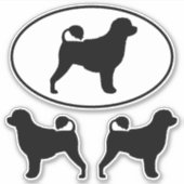 Portugees Water Dog Silhouetten Vinyl Sticker Set (Voorkant)