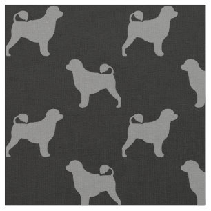 Portugees water Dog Silhouettes Black en Grey Stof