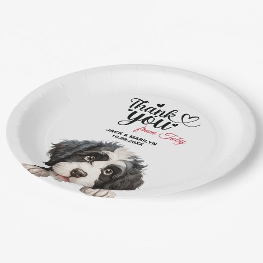Portugees water hond bruiloft dank u papieren bordje (Gekanteld)
