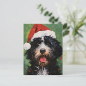 Portugees water hond Kerstborstel schilderen Briefkaart (Staand voorkant)
