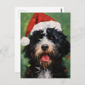 Portugees water hond Kerstborstel schilderen Briefkaart (Voorkant / Achterkant)