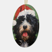 Portugees water hond Kerstborstel schilderen Keramisch Ornament (Links)