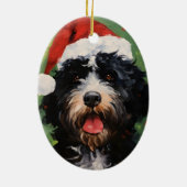Portugees water hond Kerstborstel schilderen Keramisch Ornament (Achterkant)