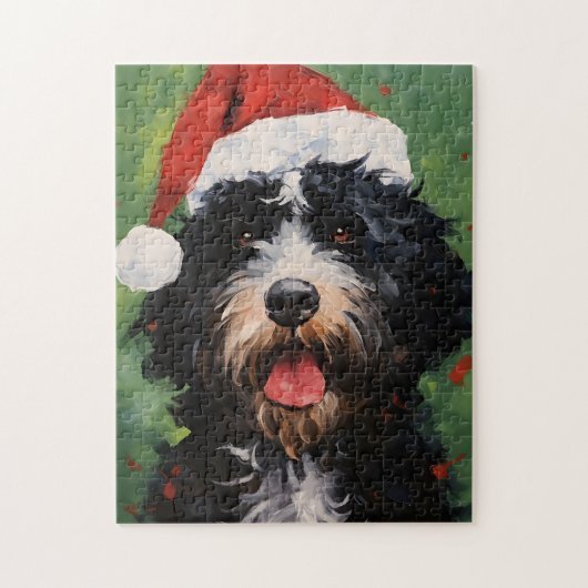 Portugees water hond Kerstborstel schilderen Legpuzzel (Verticaal)