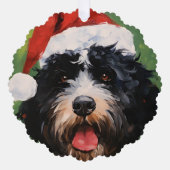 Portugees water hond Kerstborstel schilderen Ornament Kaart (Voorkant)