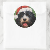 Portugees water hond Kerstborstel schilderen Ronde Sticker (Tas)