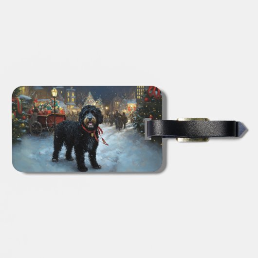 Portugees Water Hond Kerstfeest Seizoen Bagagelabel (Achterkant horizontaal)