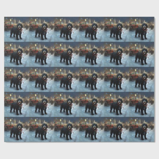 Portugees Water Hond Kerstfeest Seizoen Cadeaupapier (Vlak)