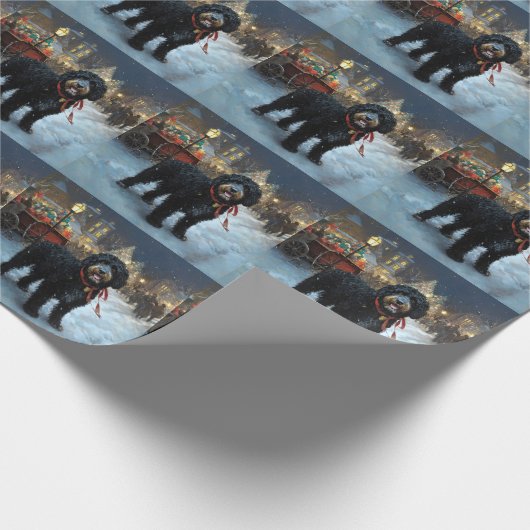 Portugees Water Hond Kerstfeest Seizoen Cadeaupapier (Hoek)