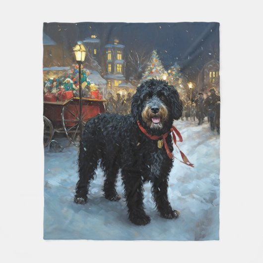 Portugees Water Hond Kerstfeest Seizoen Fleece Deken (Voorkant)