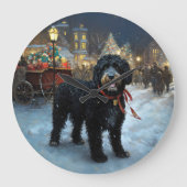 Portugees Water Hond Kerstfeest Seizoen Grote Klok (Voorkant)