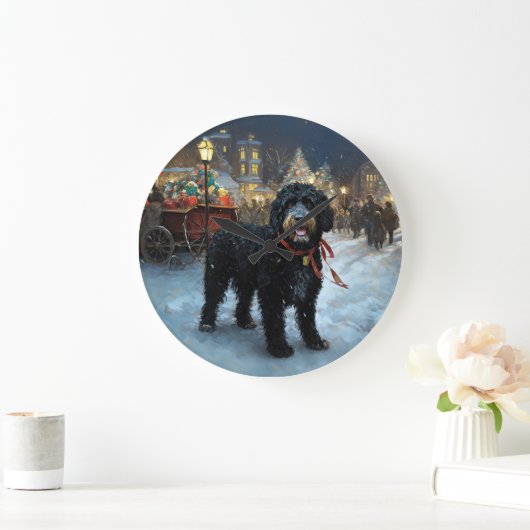 Portugees Water Hond Kerstfeest Seizoen Grote Klok (Huis)