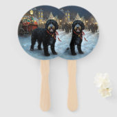 Portugees Water Hond Kerstfeest Seizoen Handwaaier (Voorkant en achterkant)