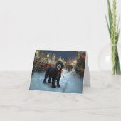 Portugees Water Hond Kerstfeest Seizoen Kaart (Voorkant)