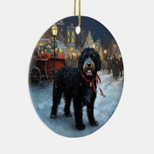 Portugees Water Hond Kerstfeest Seizoen Keramisch Ornament (Rechts)