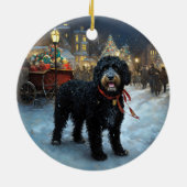 Portugees Water Hond Kerstfeest Seizoen Keramisch Ornament (Achterkant)