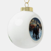 Portugees Water Hond Kerstfeest Seizoen Keramische Bal Ornament (Links)