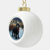 Portugees Water Hond Kerstfeest Seizoen Keramische Bal Ornament (Rechts)