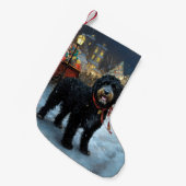 Portugees Water Hond Kerstfeest Seizoen Kleine Kerstsok (Voorkant (Hangend))