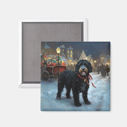 Portugees Water Hond Kerstfeest Seizoen Magneet (Voorkant / Achterkant)