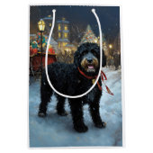 Portugees Water Hond Kerstfeest Seizoen Medium Cadeauzakje (Voorkant)