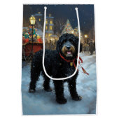 Portugees Water Hond Kerstfeest Seizoen Medium Cadeauzakje (Achterkant)